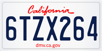 CA license plate 6TZX264