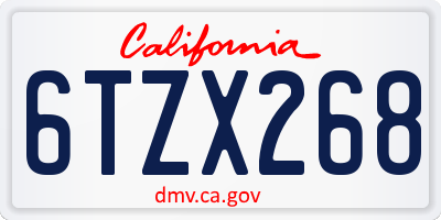 CA license plate 6TZX268