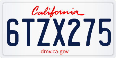 CA license plate 6TZX275