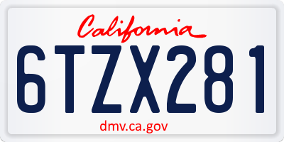CA license plate 6TZX281