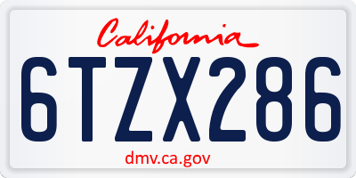 CA license plate 6TZX286