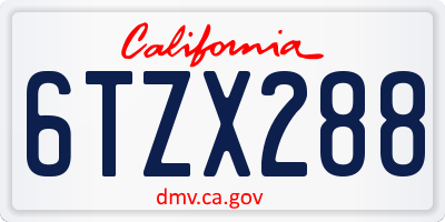 CA license plate 6TZX288