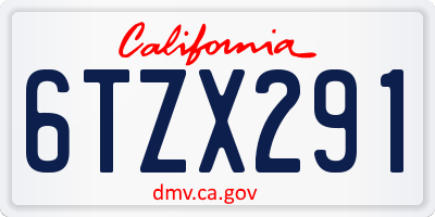 CA license plate 6TZX291