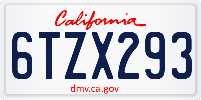 CA license plate 6TZX293