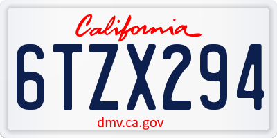 CA license plate 6TZX294