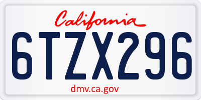 CA license plate 6TZX296