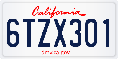 CA license plate 6TZX301