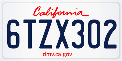 CA license plate 6TZX302