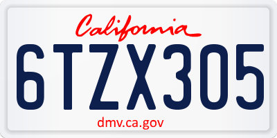 CA license plate 6TZX305