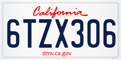 CA license plate 6TZX306