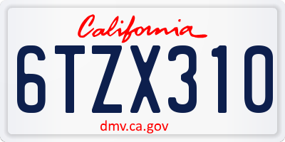 CA license plate 6TZX310
