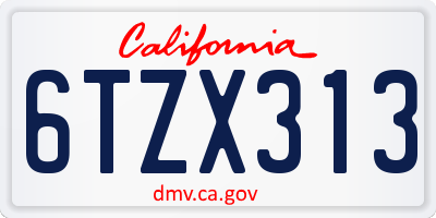CA license plate 6TZX313
