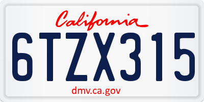 CA license plate 6TZX315