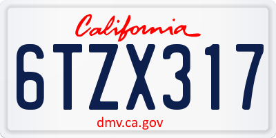 CA license plate 6TZX317