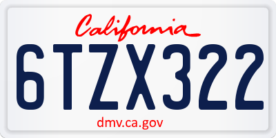 CA license plate 6TZX322