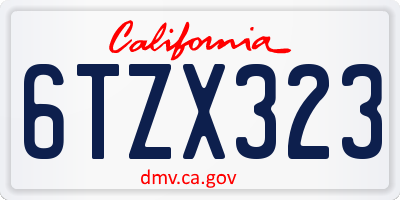 CA license plate 6TZX323