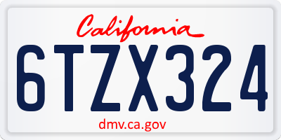 CA license plate 6TZX324