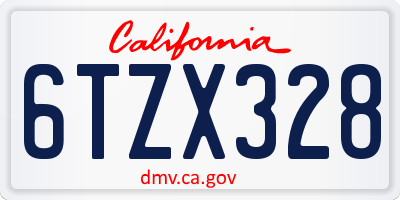 CA license plate 6TZX328