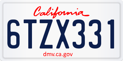 CA license plate 6TZX331