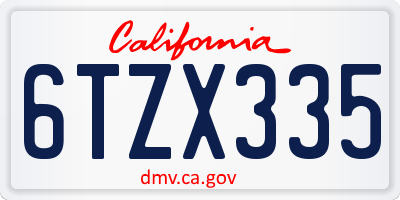 CA license plate 6TZX335