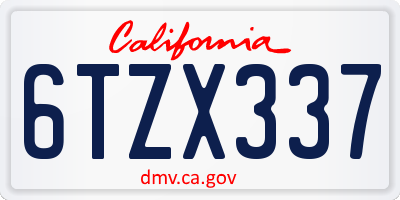 CA license plate 6TZX337