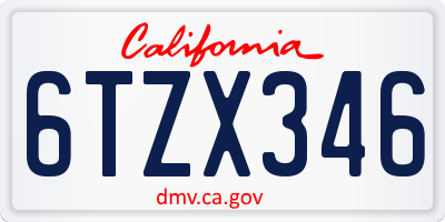 CA license plate 6TZX346