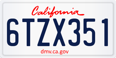 CA license plate 6TZX351