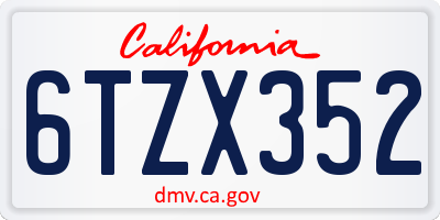 CA license plate 6TZX352