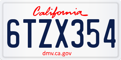 CA license plate 6TZX354