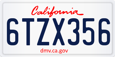 CA license plate 6TZX356