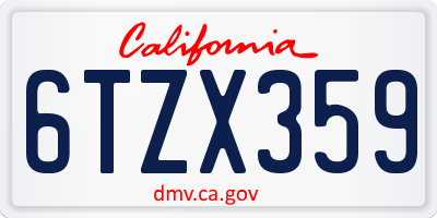 CA license plate 6TZX359