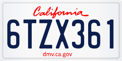 CA license plate 6TZX361