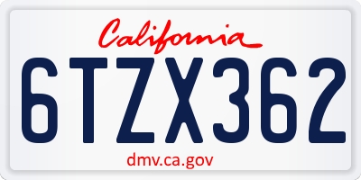 CA license plate 6TZX362