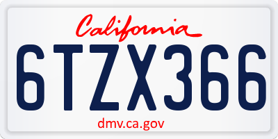 CA license plate 6TZX366