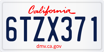 CA license plate 6TZX371