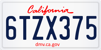 CA license plate 6TZX375