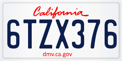 CA license plate 6TZX376
