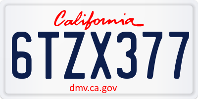 CA license plate 6TZX377