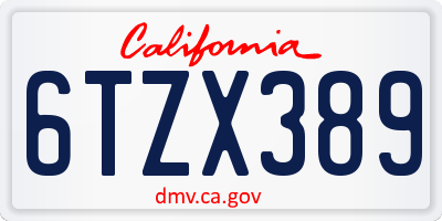 CA license plate 6TZX389