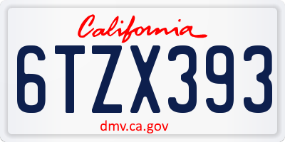 CA license plate 6TZX393
