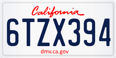 CA license plate 6TZX394