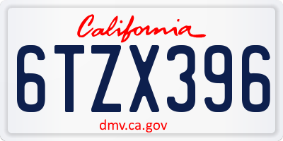 CA license plate 6TZX396