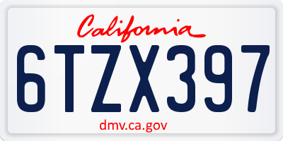 CA license plate 6TZX397
