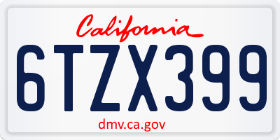 CA license plate 6TZX399