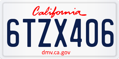 CA license plate 6TZX406