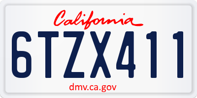 CA license plate 6TZX411