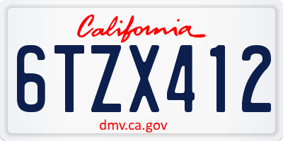 CA license plate 6TZX412
