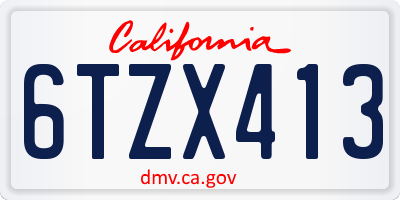 CA license plate 6TZX413