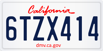CA license plate 6TZX414