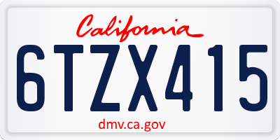 CA license plate 6TZX415